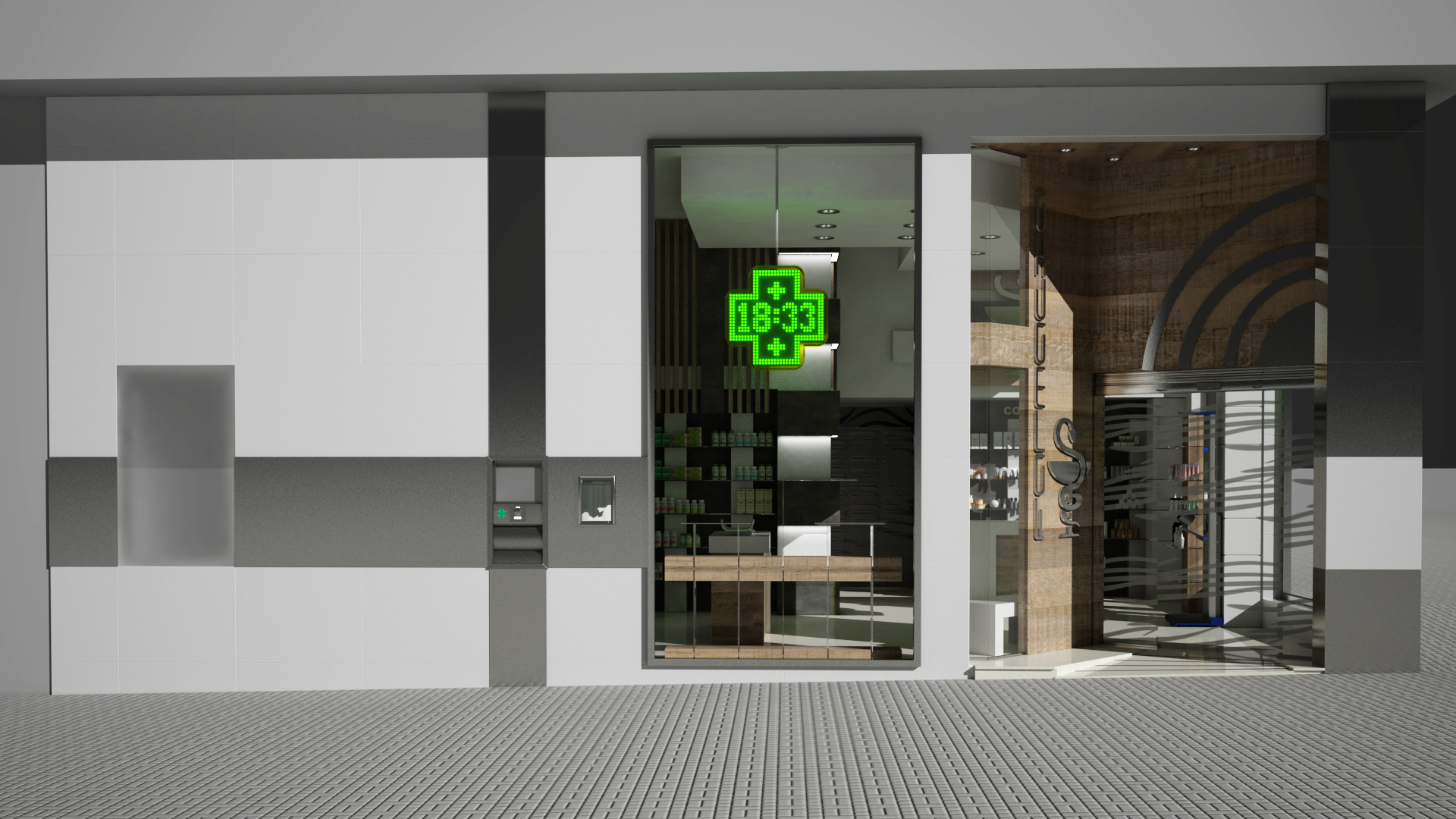 Design de instalações comerciais para farmácia em 3d max vray 3.0 imagem