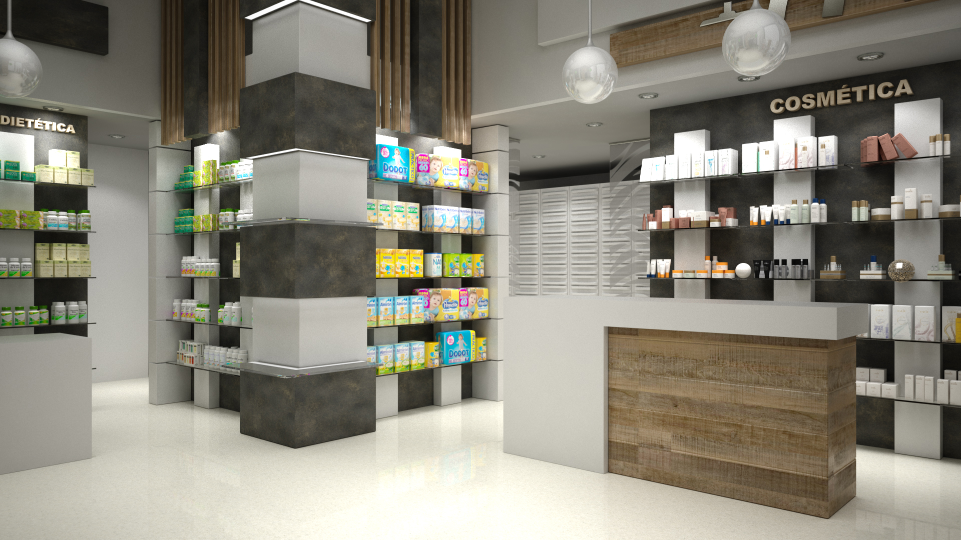 Progettazione di locali commerciali per la farmacia in 3d max vray 3.0 immagine