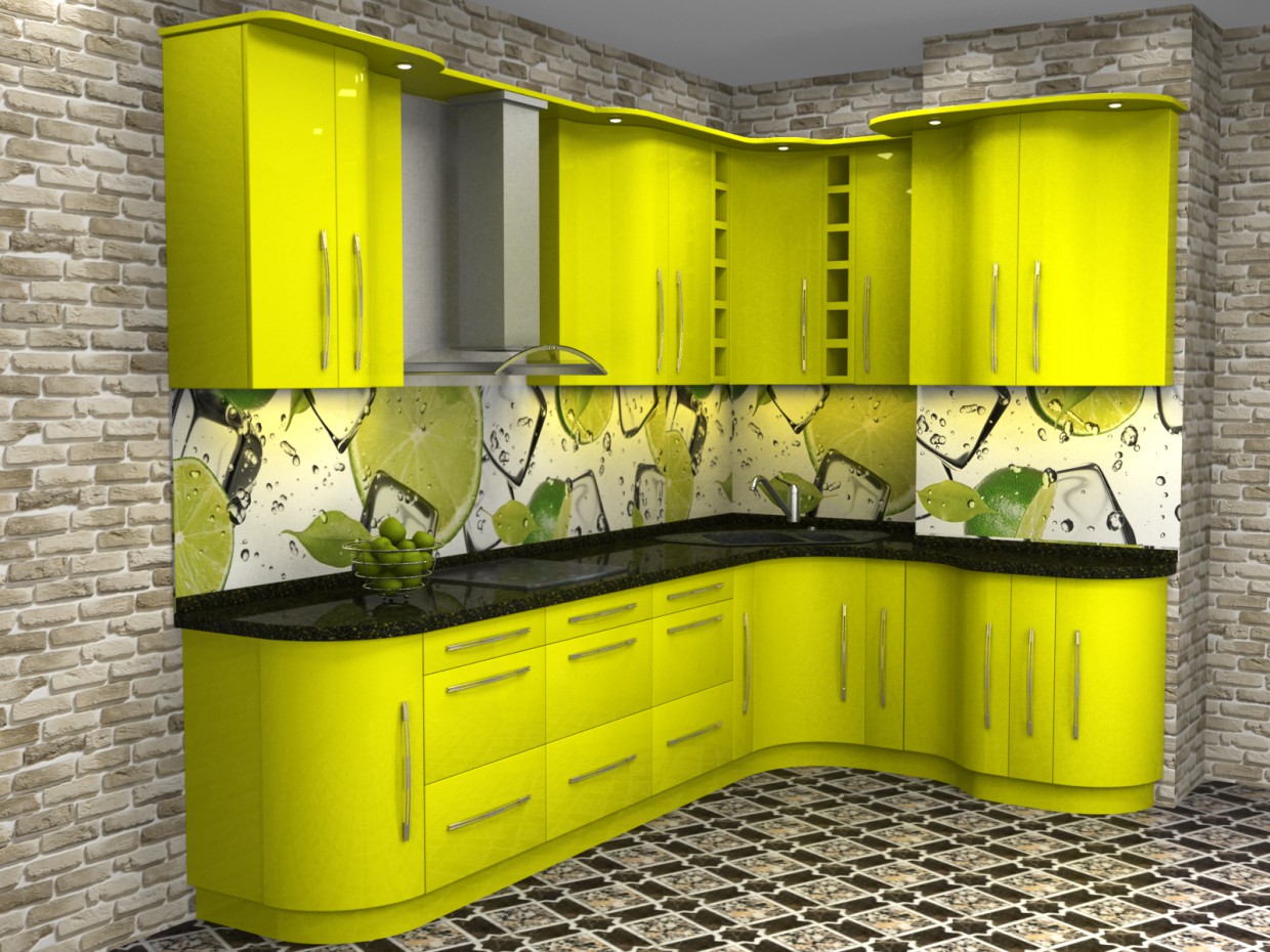 Cozinha limão em 3d max vray imagem