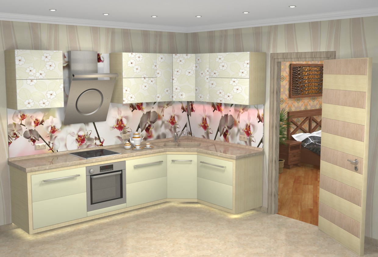 Kitchen "Wild Orchid" in 3d max vray image