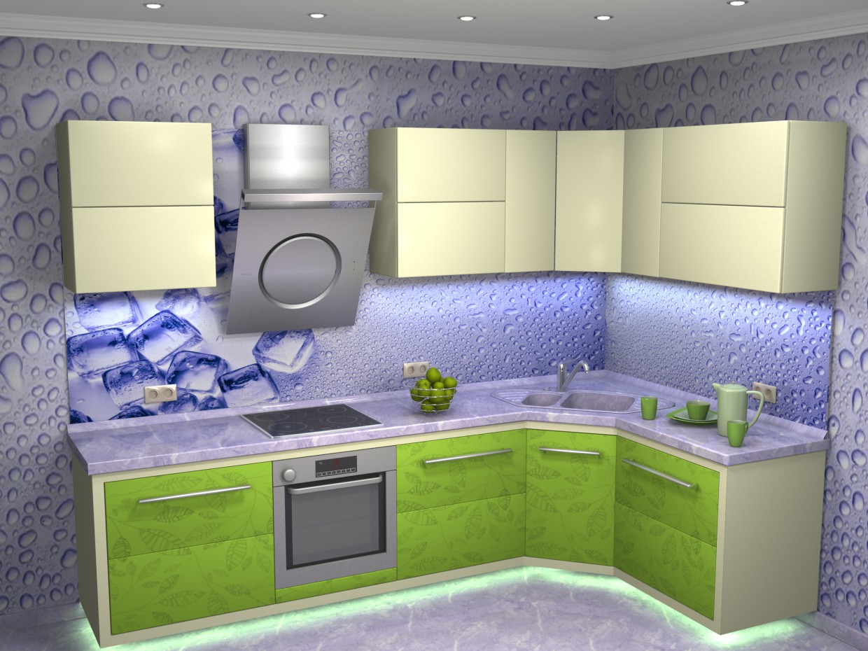 रसोई "गर्मियों में ताजगी" 3d max vray में प्रस्तुत छवि