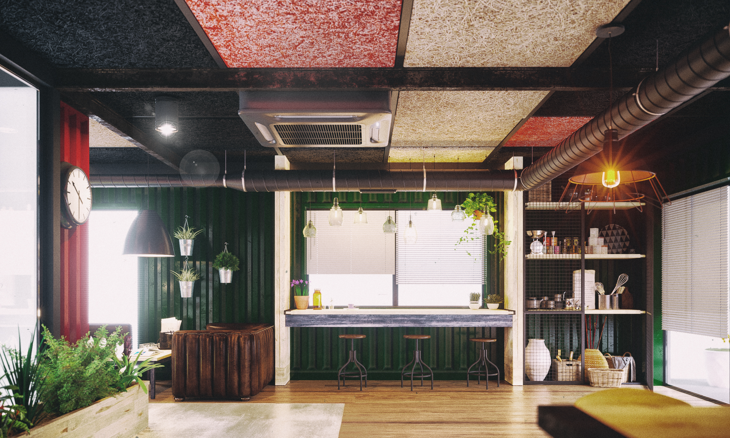 ofis mutfak in 3d max corona render resim