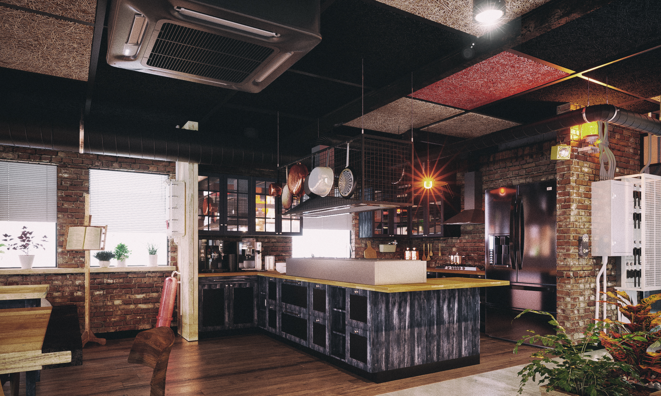 офісна кухня в 3d max corona render зображення