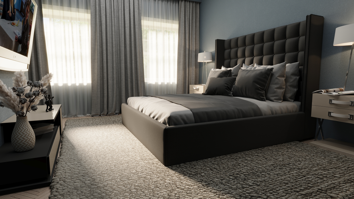 спальная комната 3d max Corona render 9 में प्रस्तुत छवि