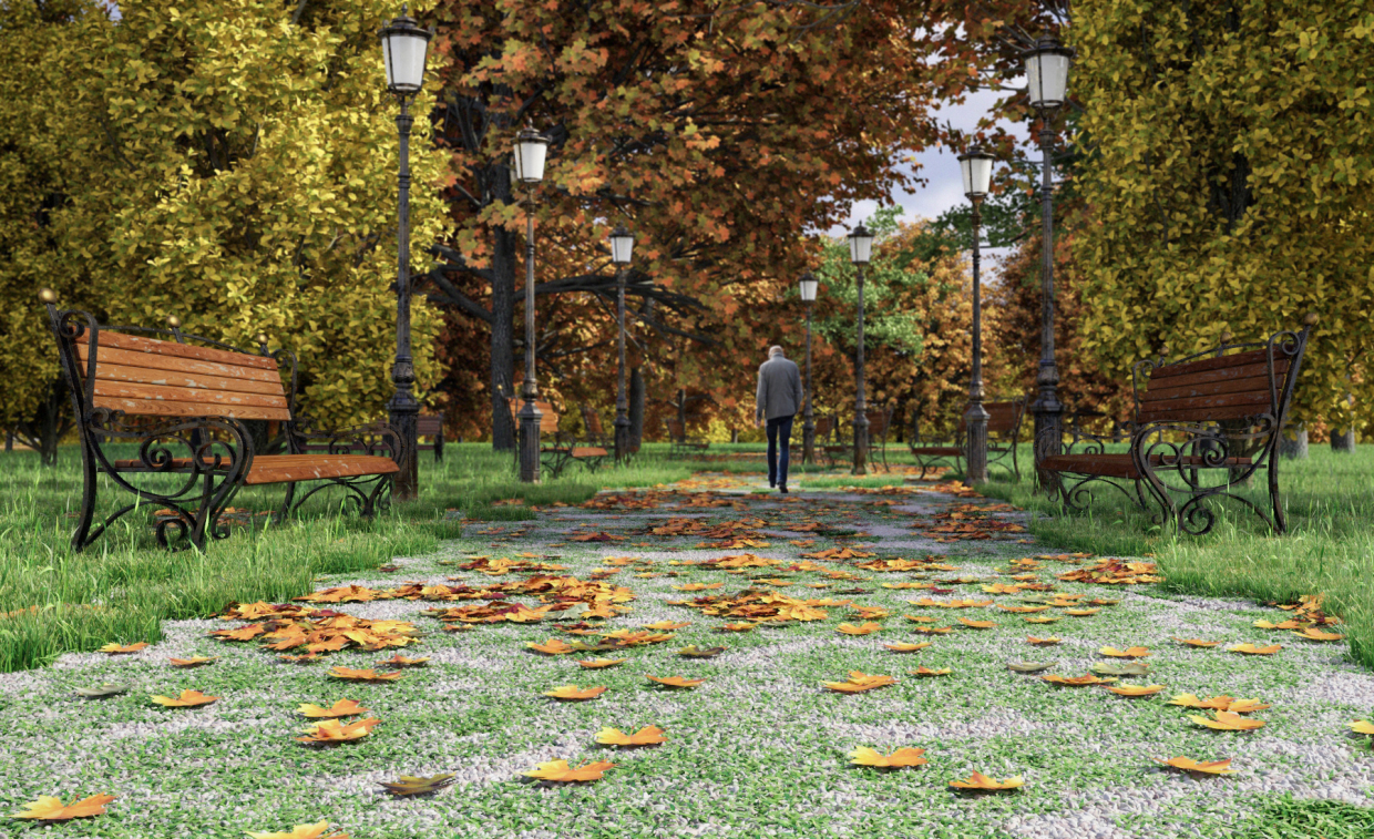 park in 3d max vray 2.5 resim