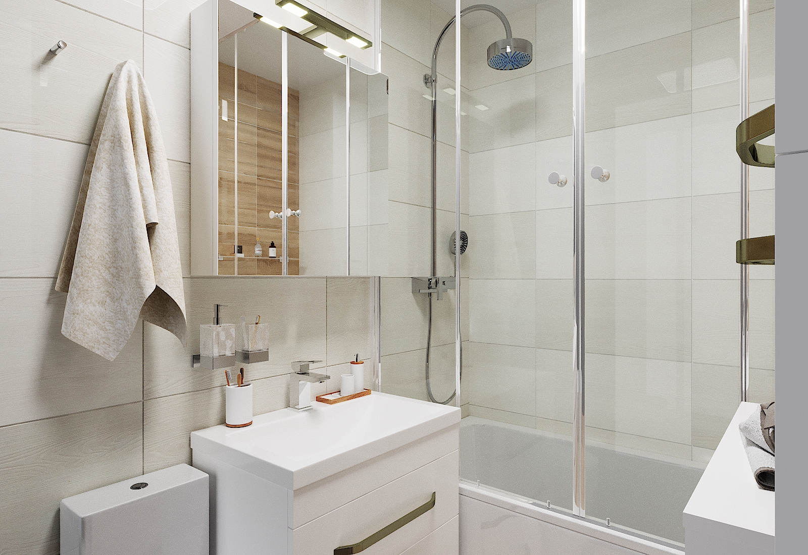 Маленькая ванная в 3d max corona render изображение