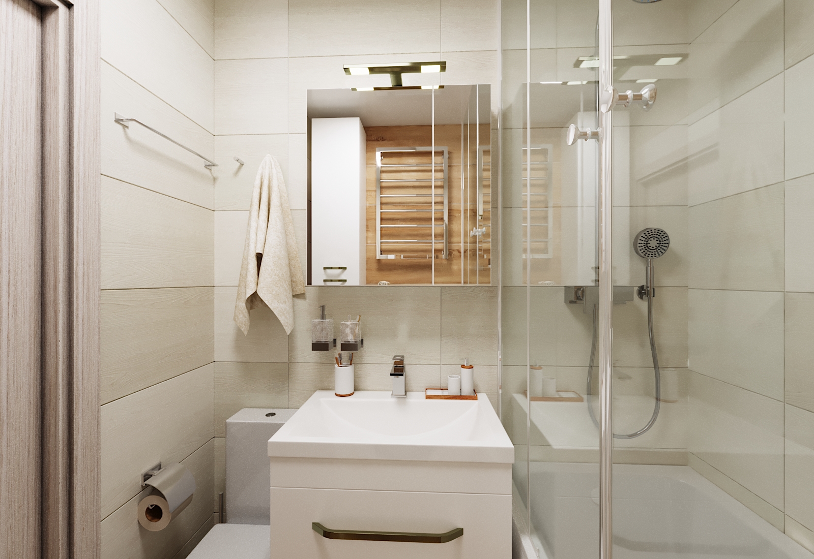 छोटा बाथरूम 3d max corona render में प्रस्तुत छवि