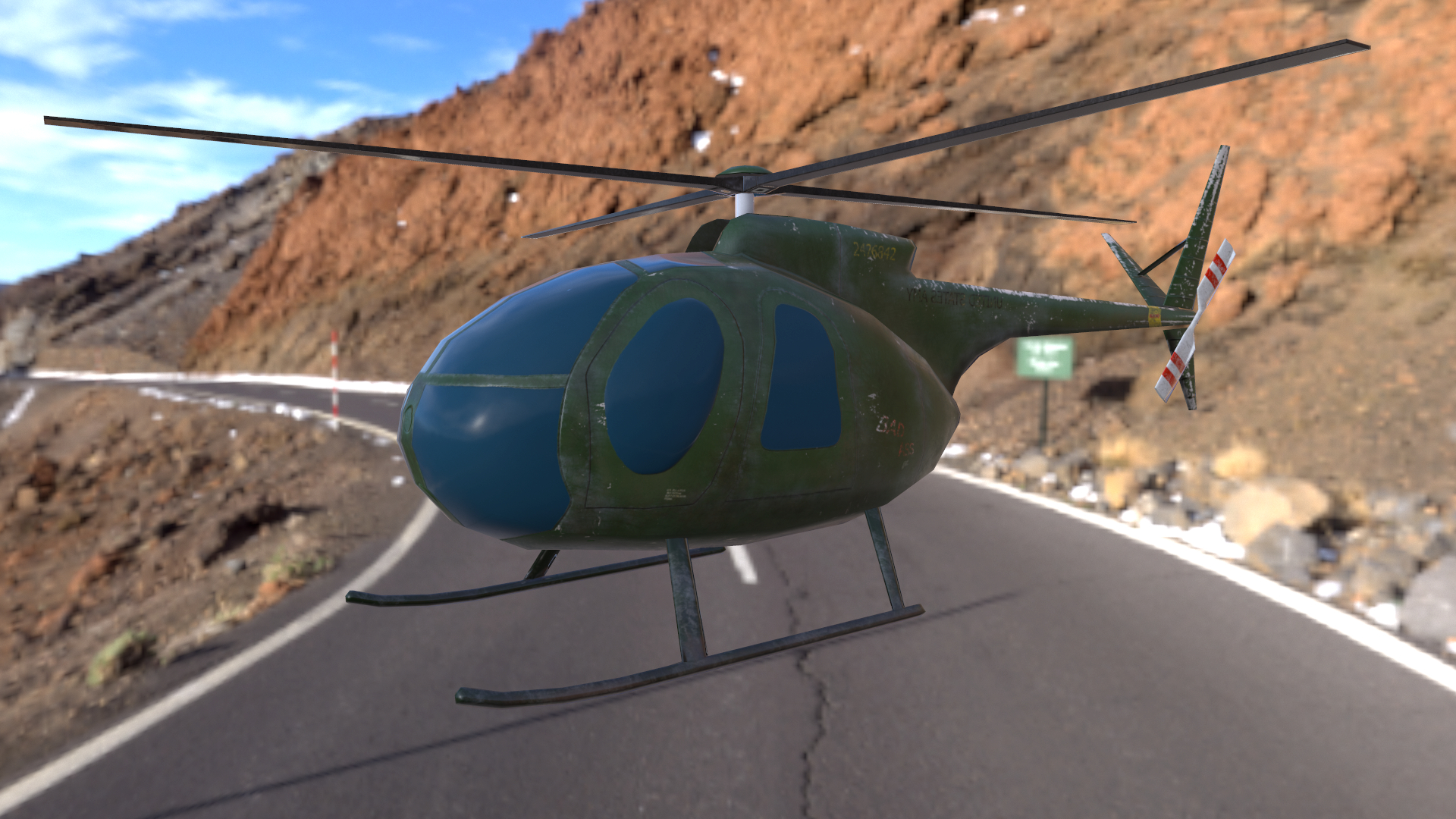 lowpoly модель вертолета Hughes OH-6 Cayuse для мобильного приложения в 3d max Other изображение