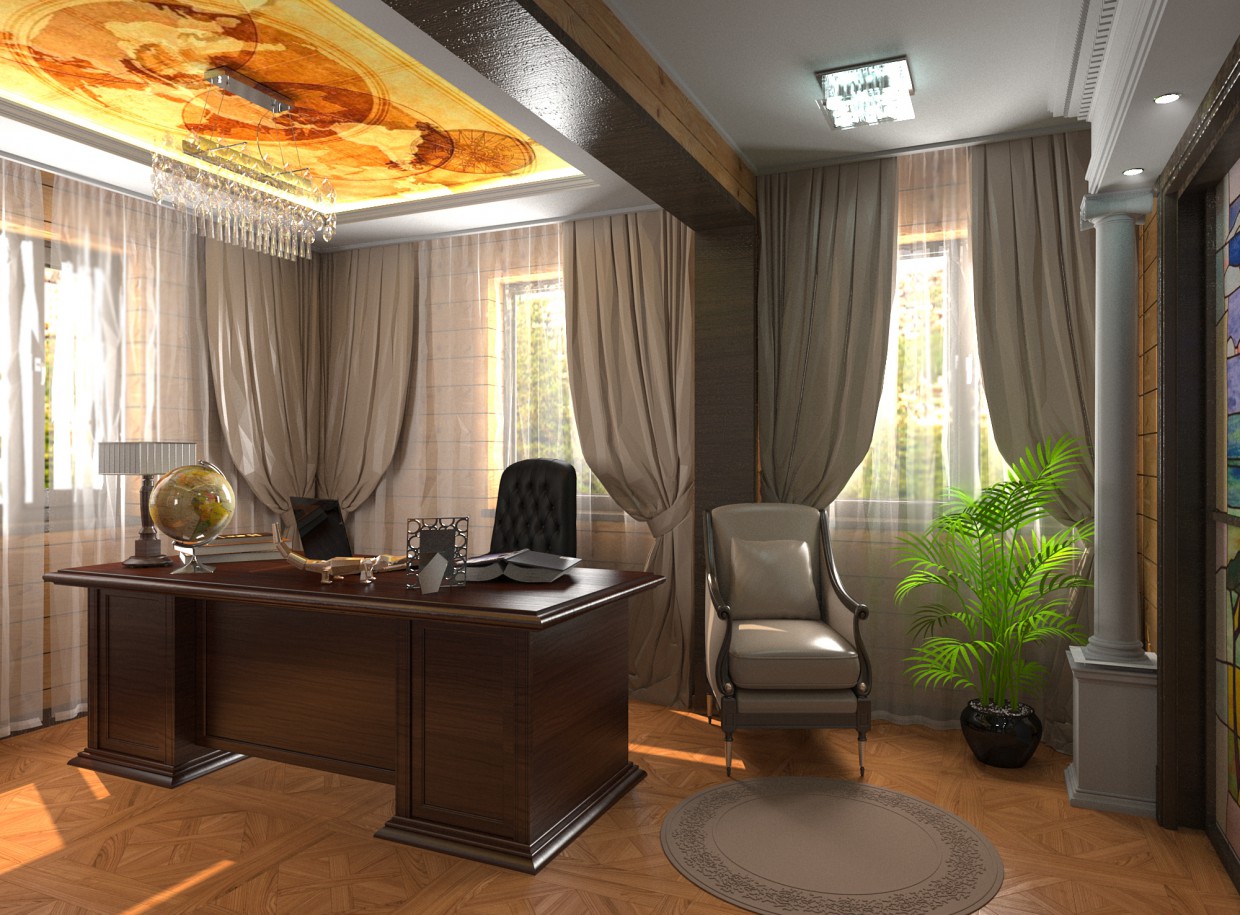 Room in private home of logs in 3d max corona render image