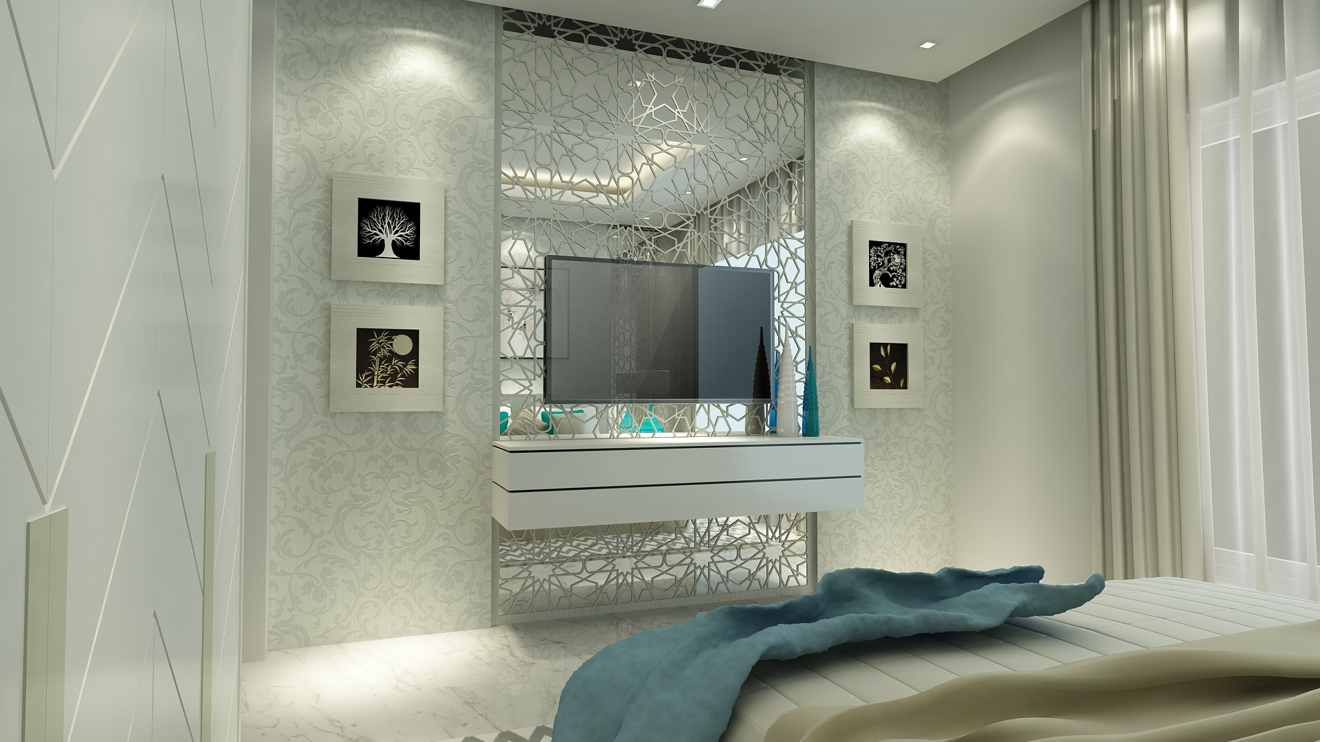imagen de Diseño de interiores de dormitorio moderno en 3d max vray 2.0
