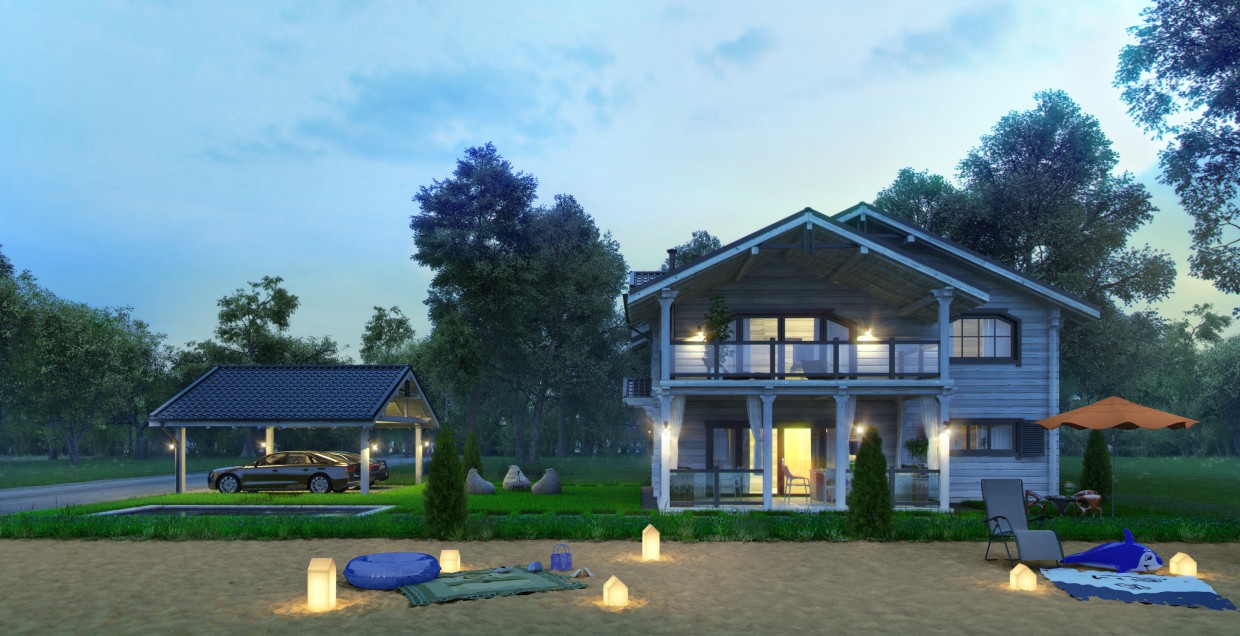 House on a shore in 3d max vray image