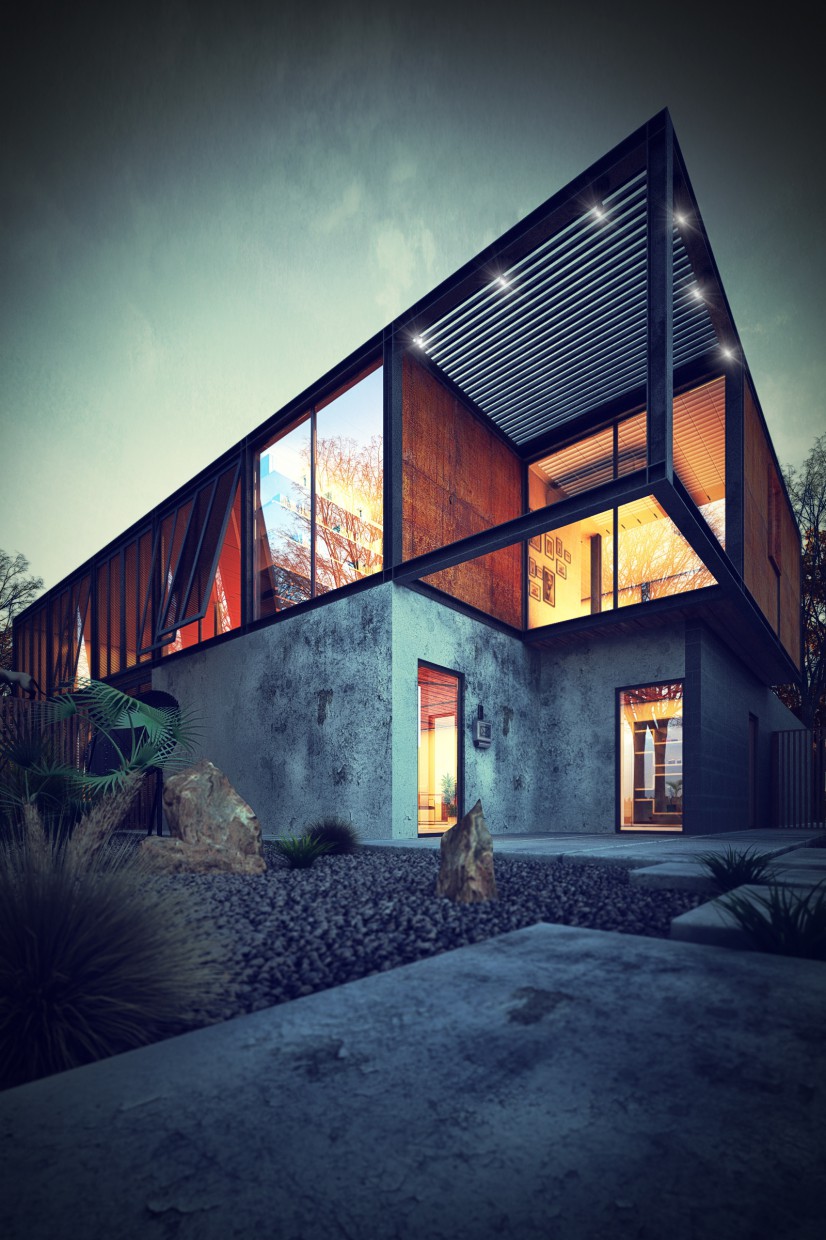 Metal House in 3d max vray resim