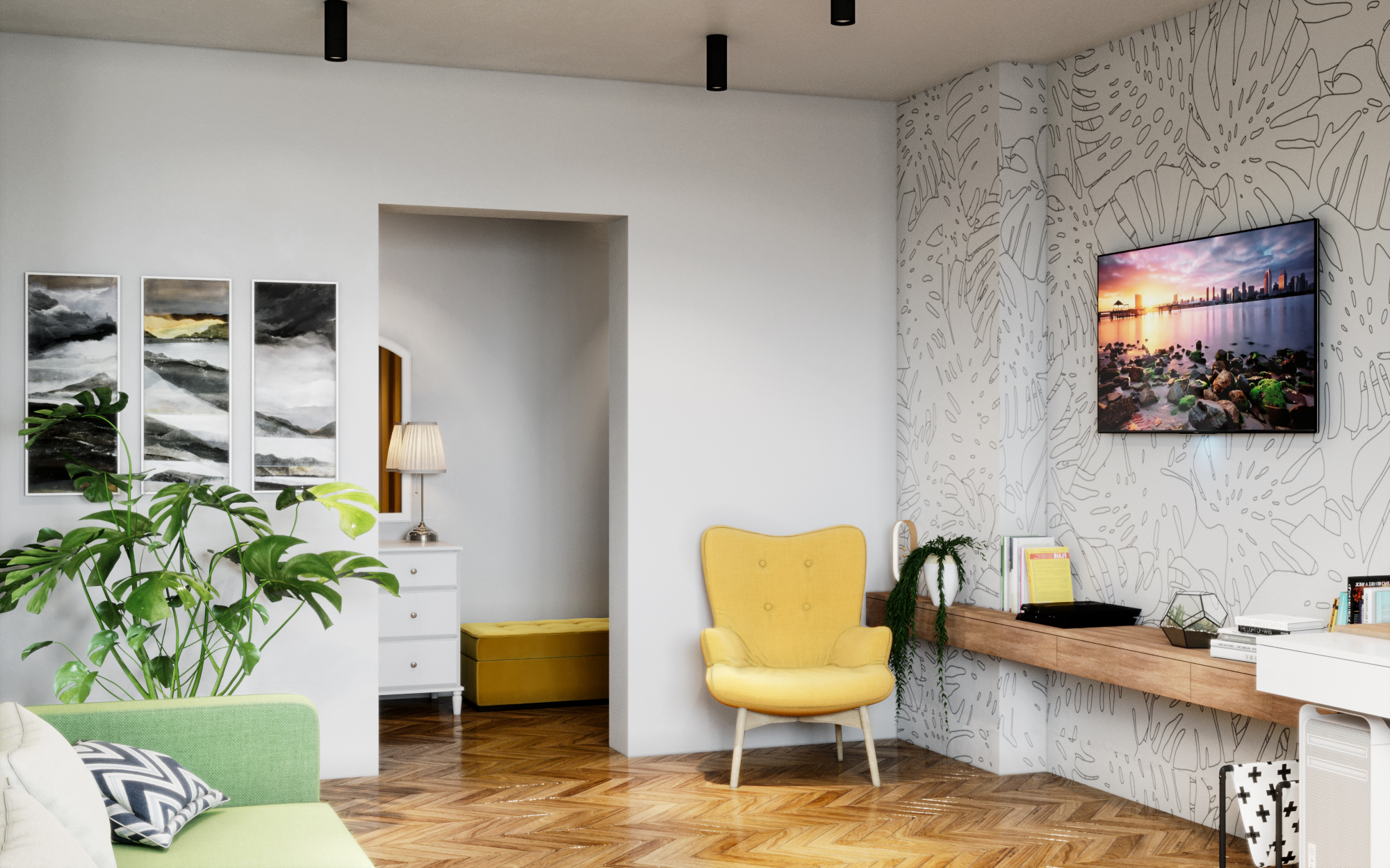 Scandinavian interior in 3d max corona render image