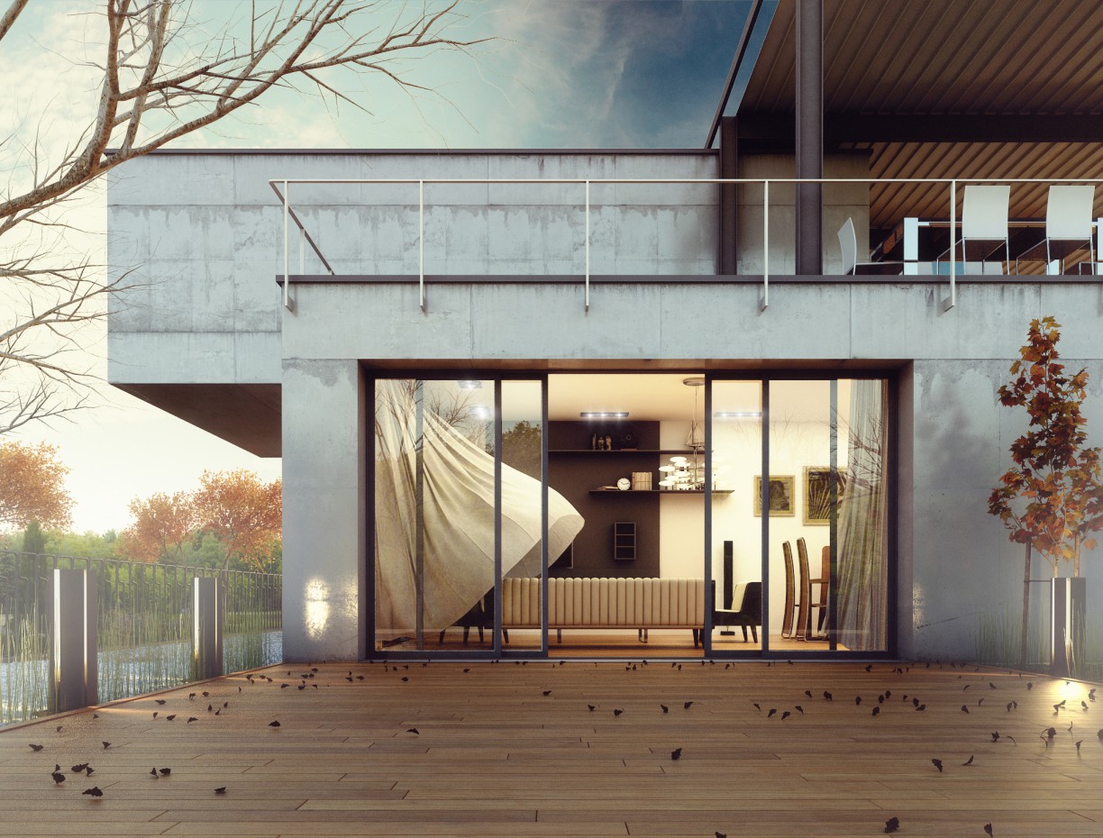 Concrete House in 3d max vray resim