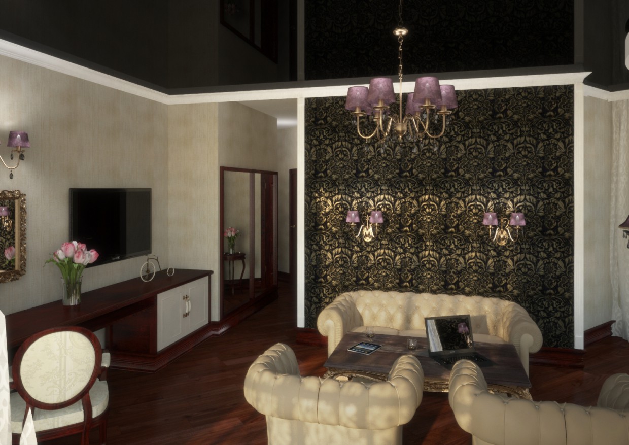 Luxury suite room in 3d max vray image