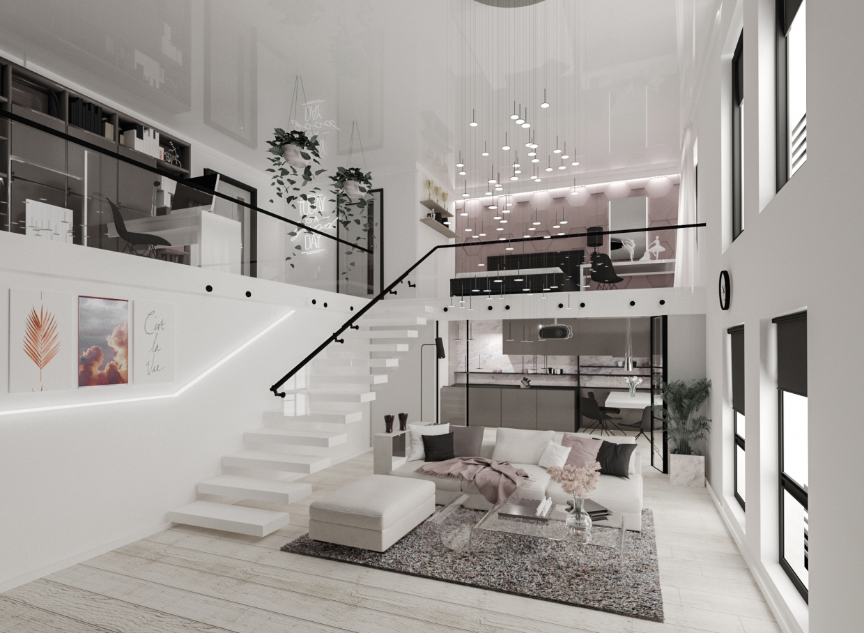 дворівнева квартира в 3d max corona render зображення
