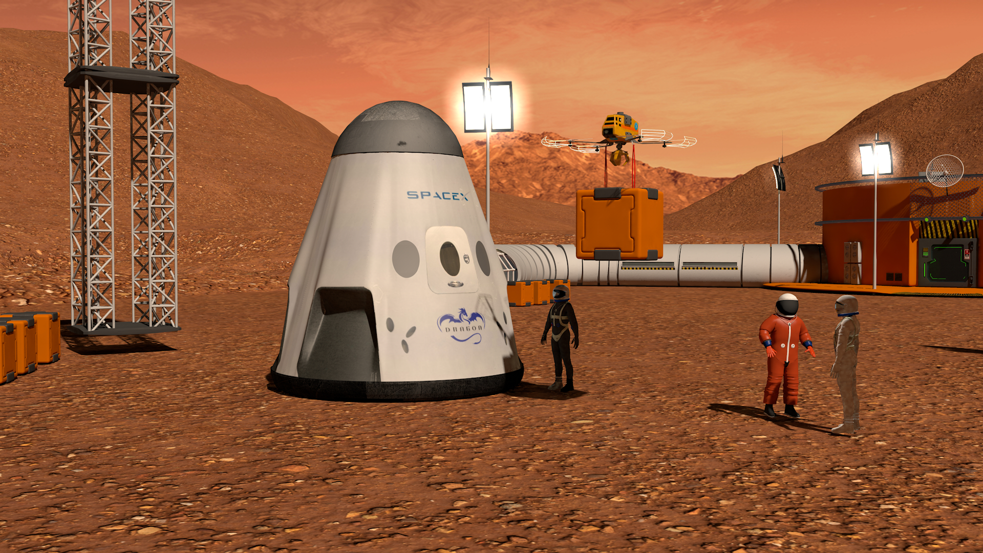 Terraformar Marte Colônia in Cinema 4d maxwell render resim