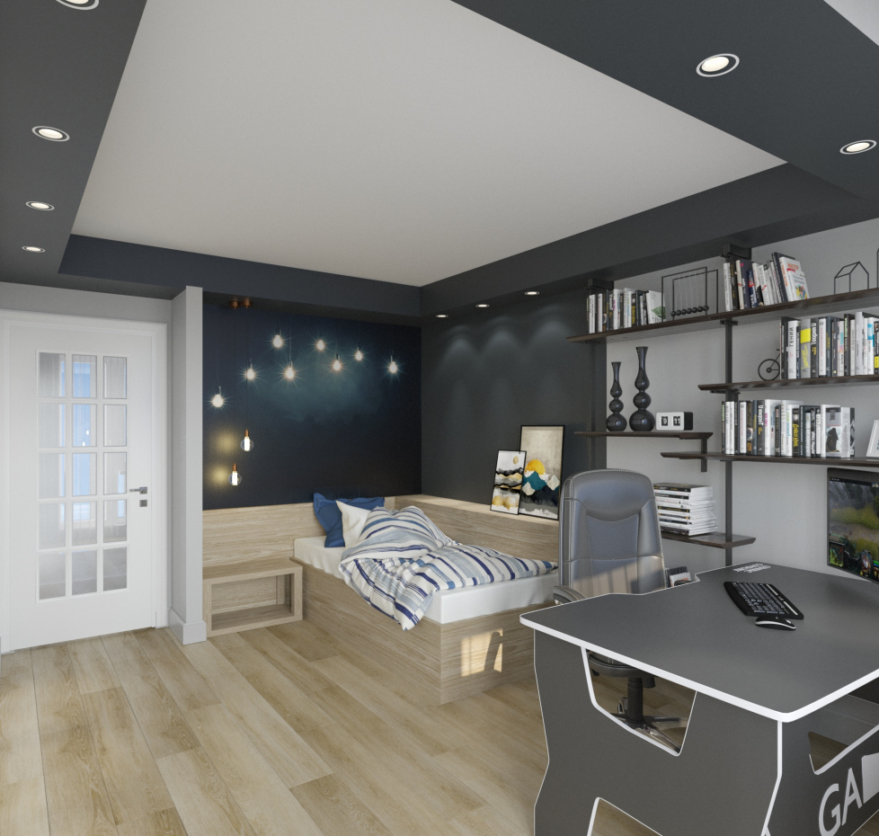 комната для подростка в 3d max corona render изображение