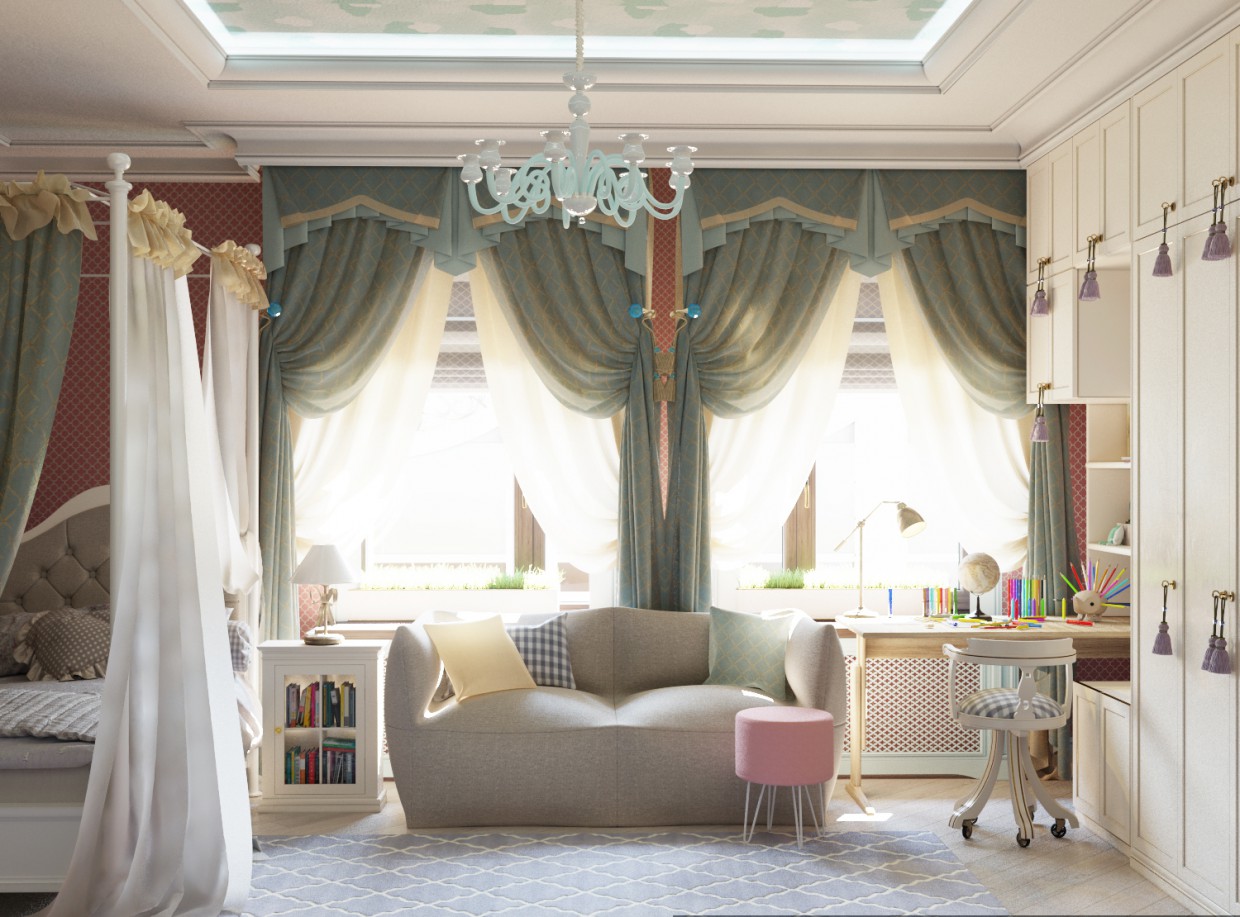 Детская комната в 3d max corona render изображение