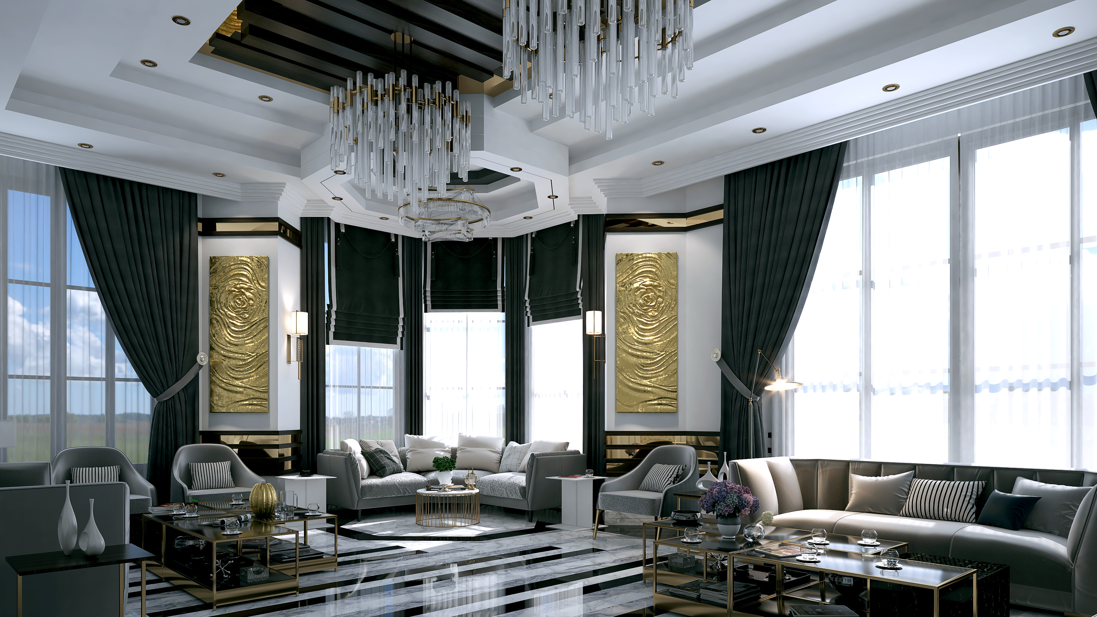 Modern living interiors in 3d max vray 3.0 image