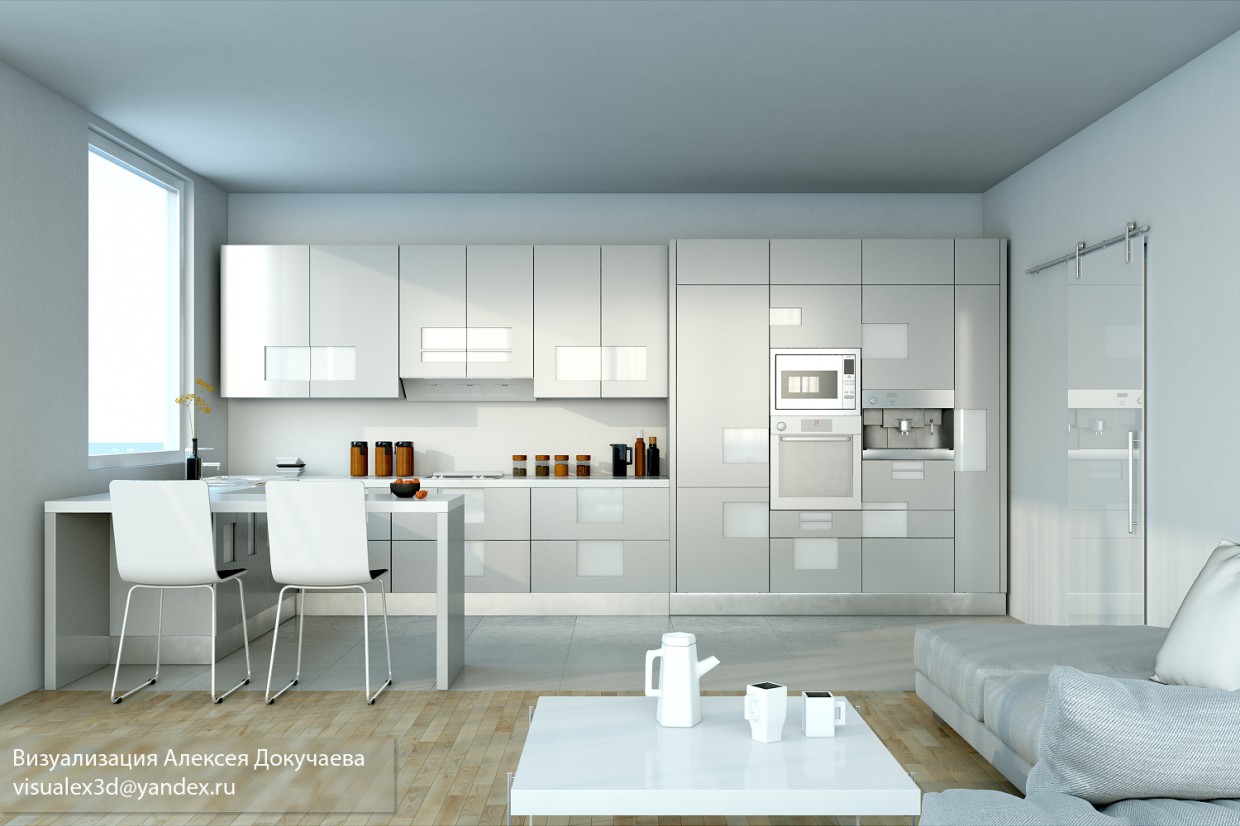 kitchen, migimalizm. in 3d max vray image
