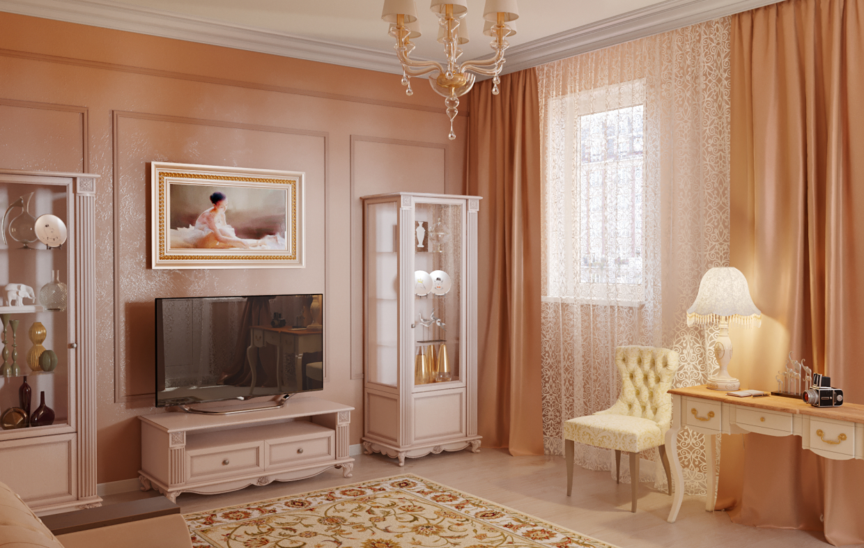 Kremalı oturma odası in 3d max corona render resim