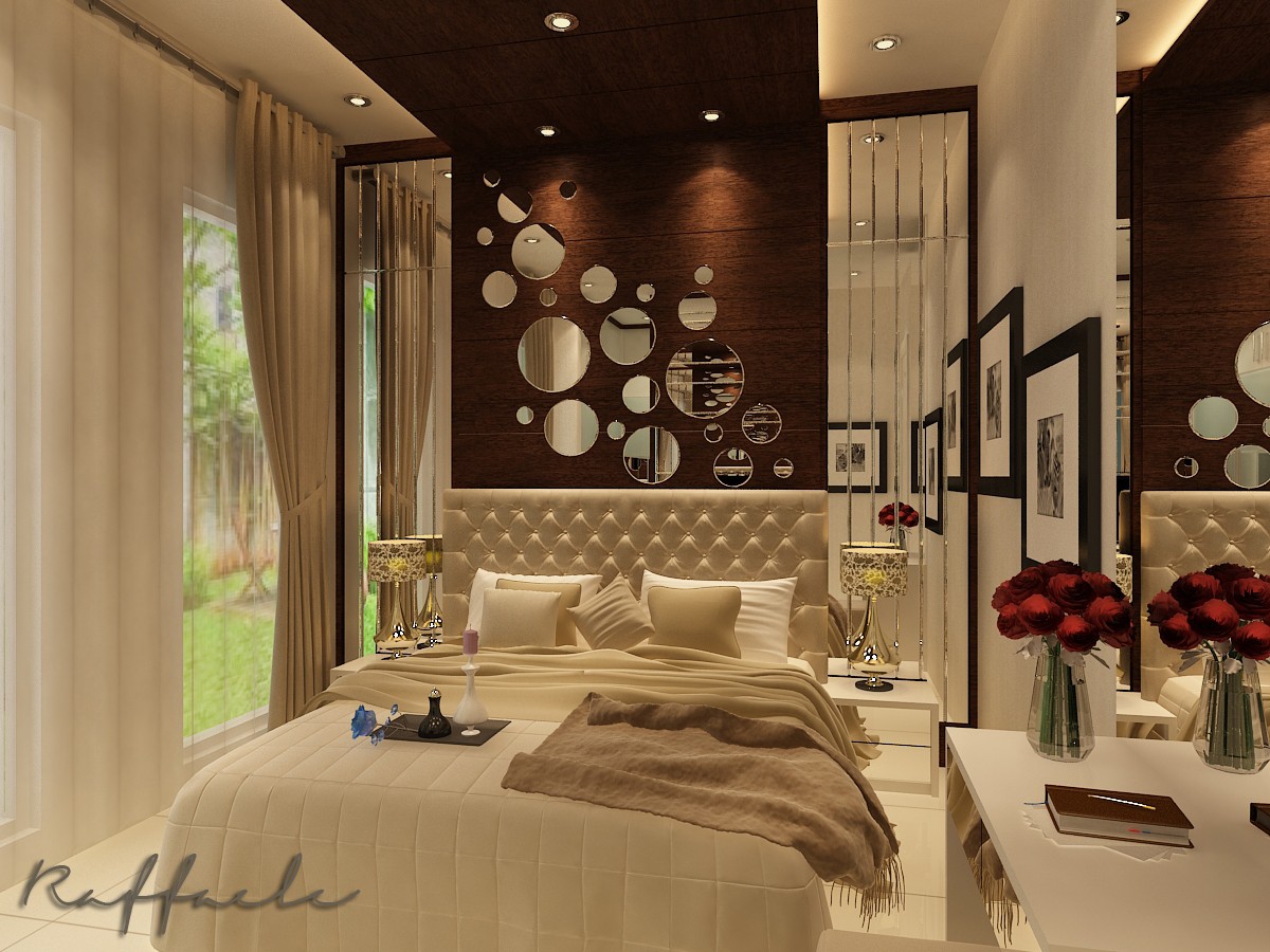 आधुनिक उष्णकटिबंधीय बेडरूम 3d max vray में प्रस्तुत छवि