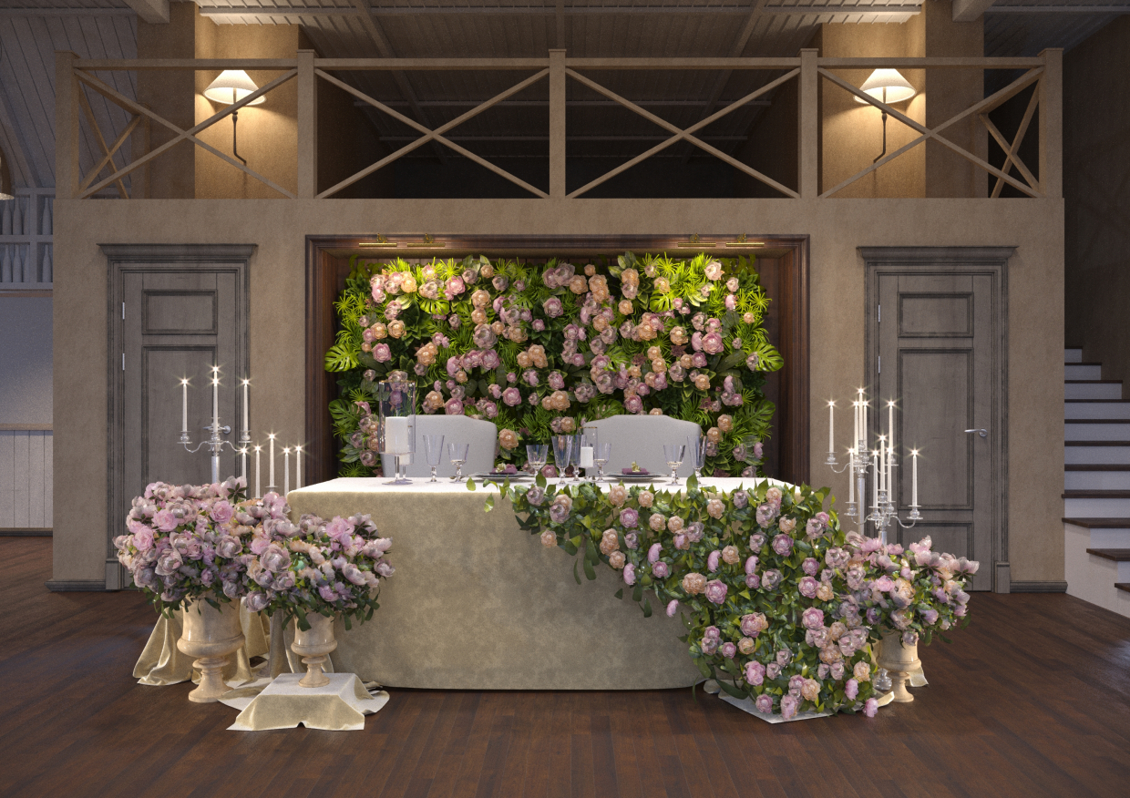 imagen de instalación de la boda en 3d max corona render
