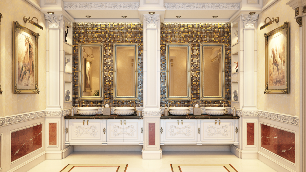 luxury classic handwash area in 3d max vray 3.0 image