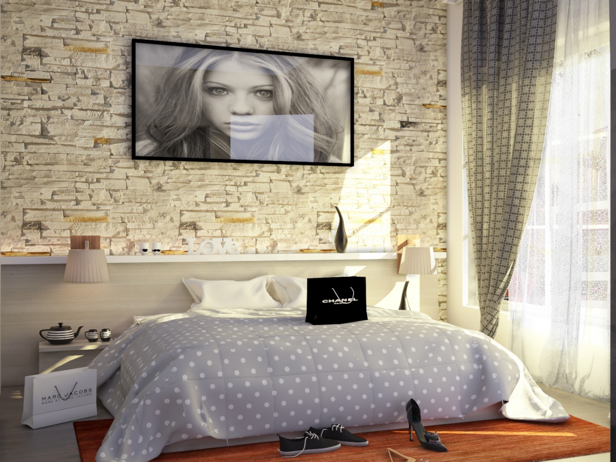 Yatak odası in 3d max vray 3.0 resim