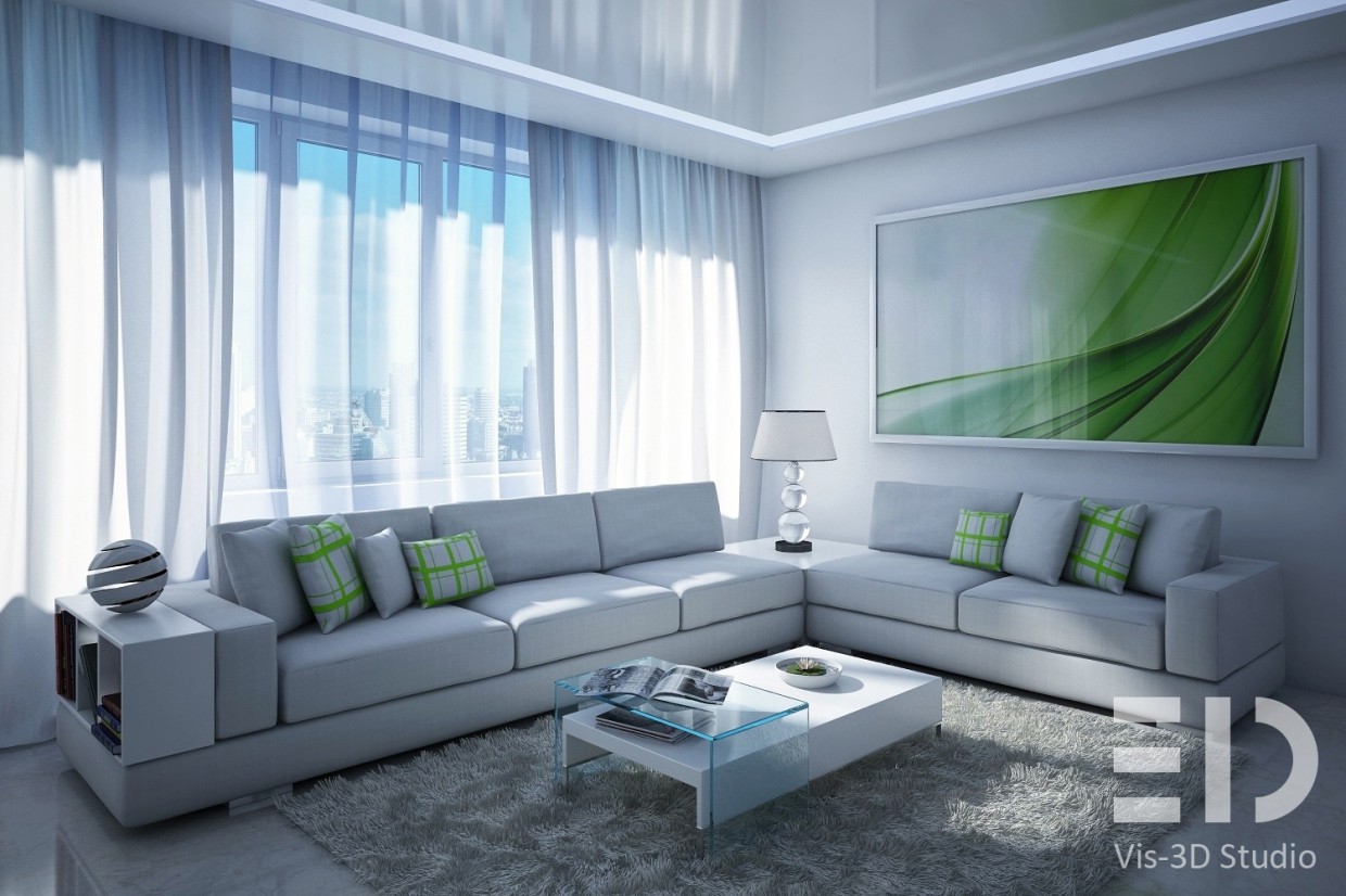 Living in a modern style in 3d max vray image
