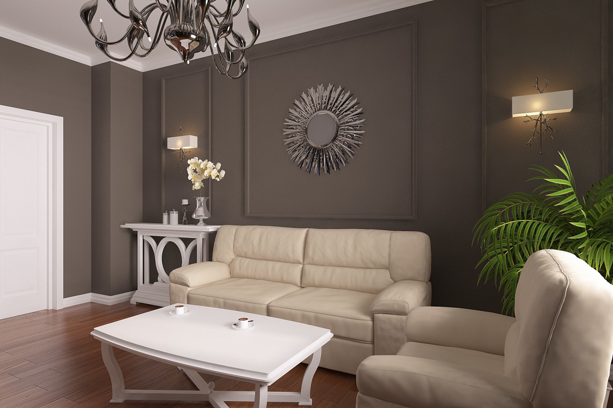 imagen de La sala de estar para una familia de 3 personas en 3d max vray 3.0