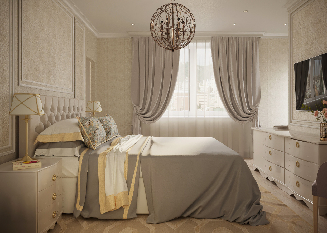 Classic style bedroom in 3d max corona render image