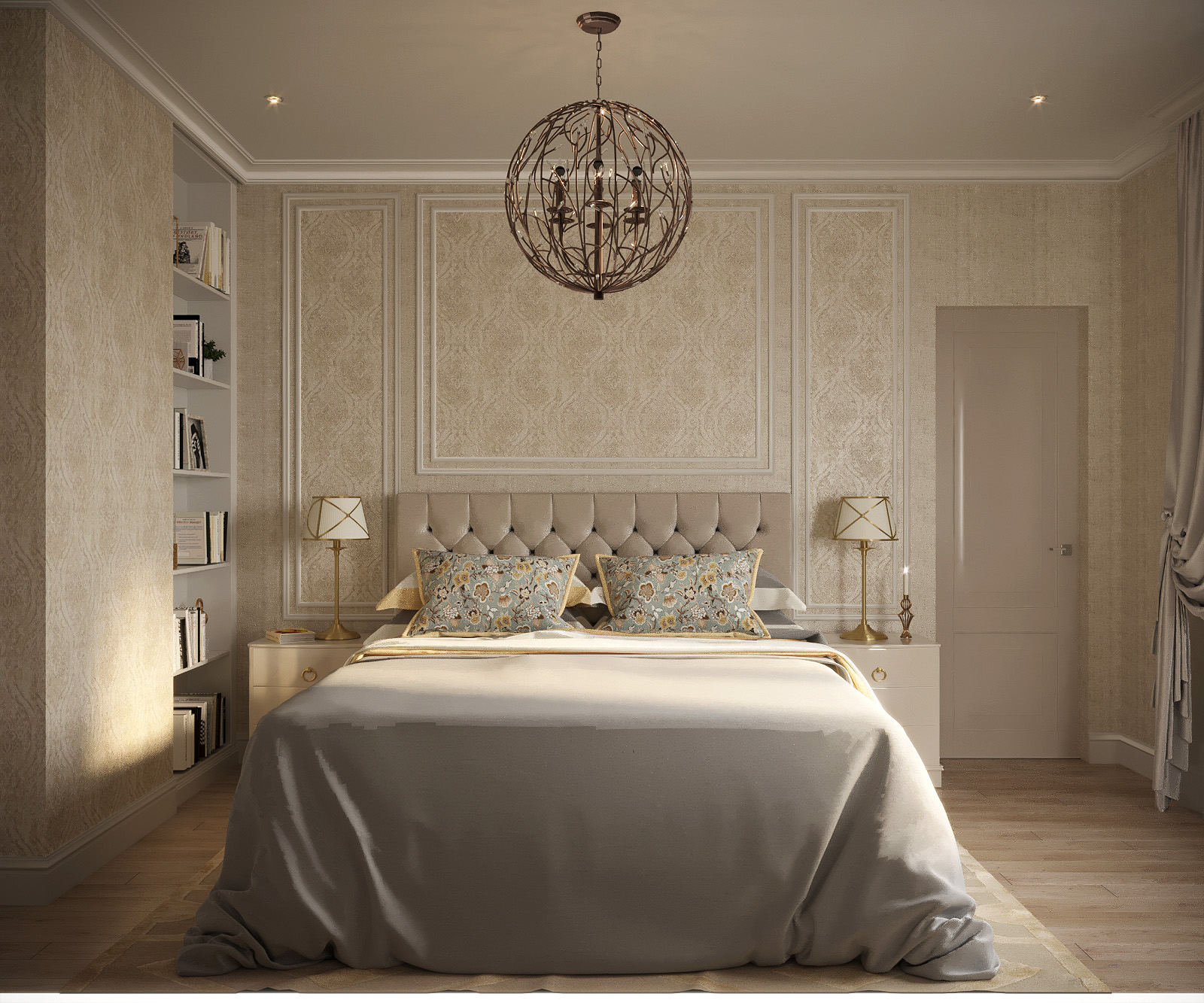 Спальня в класичному стилі в 3d max corona render зображення