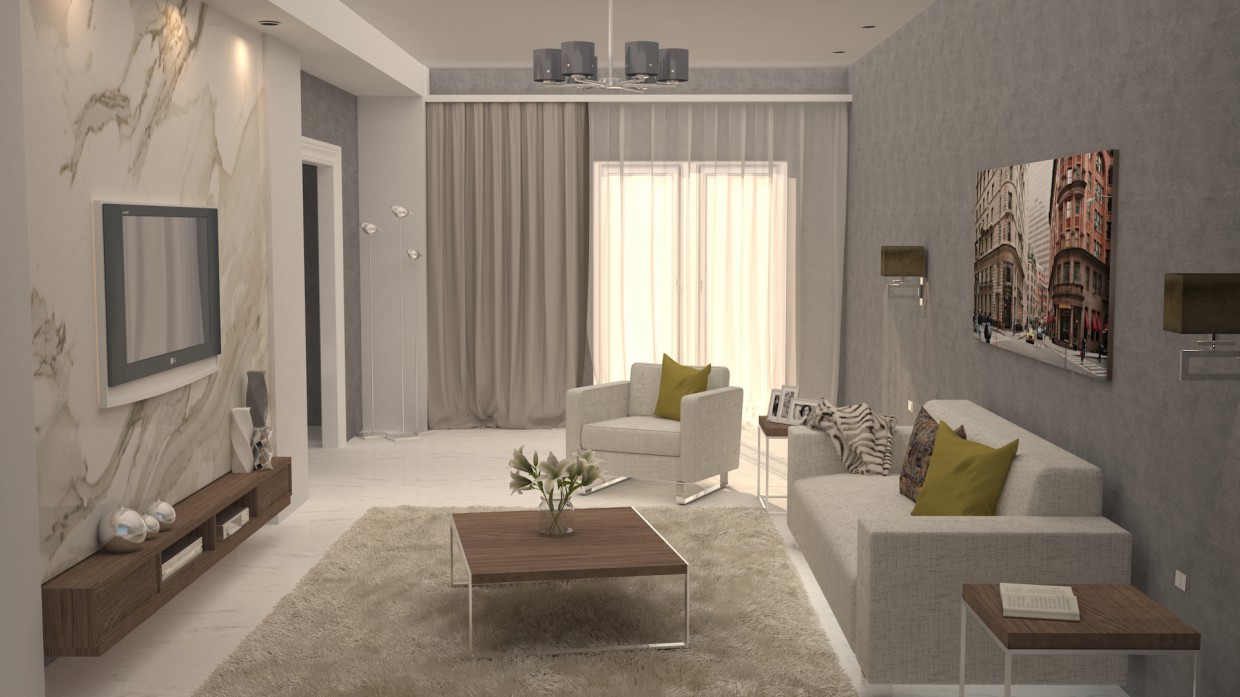 Design of the living room in 3d max vray 3.0 image