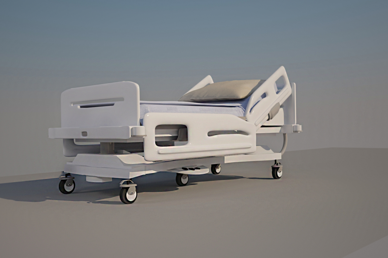 imagen de cama de hospital funcional en 3d max vray 3.0