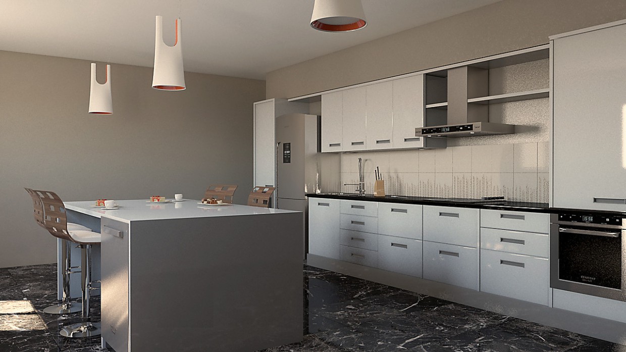 kitchen in 3d max mental ray image