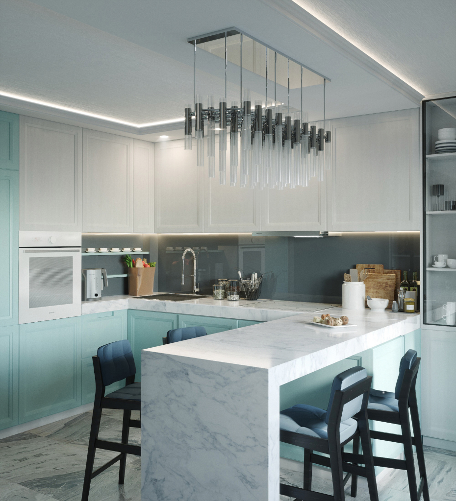 Интерьер кухни в 3d max corona render изображение