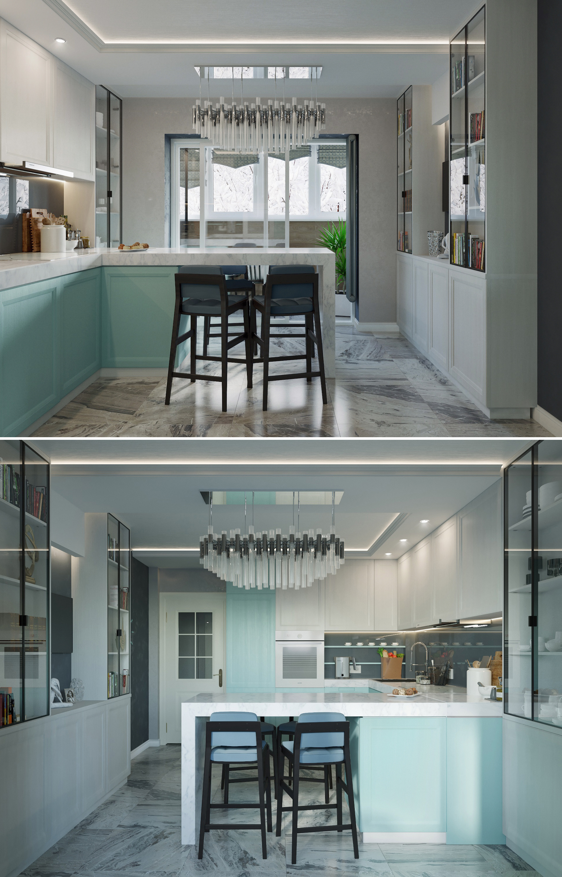 Интерьер кухни в 3d max corona render изображение