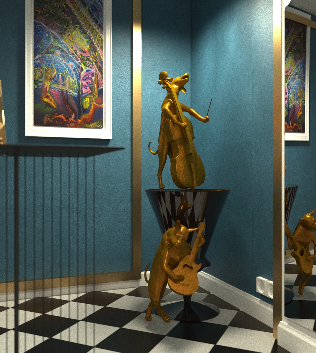 "Mademoiselle, dog band and Saraband" in Cinema 4d corona render image