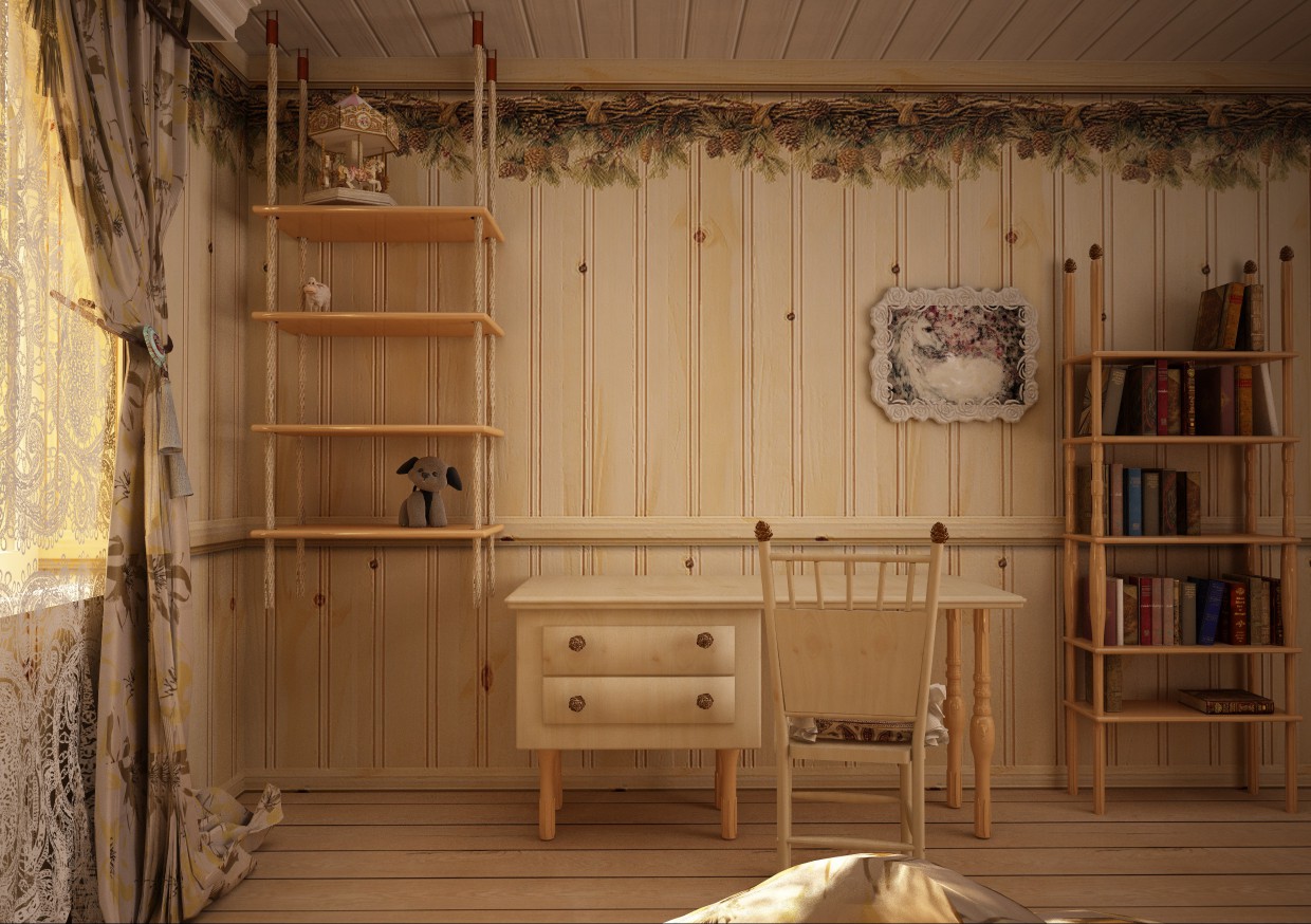 'Karelian पाइन' के लिए फर्नीचर का सेट Cinema 4d vray में प्रस्तुत छवि