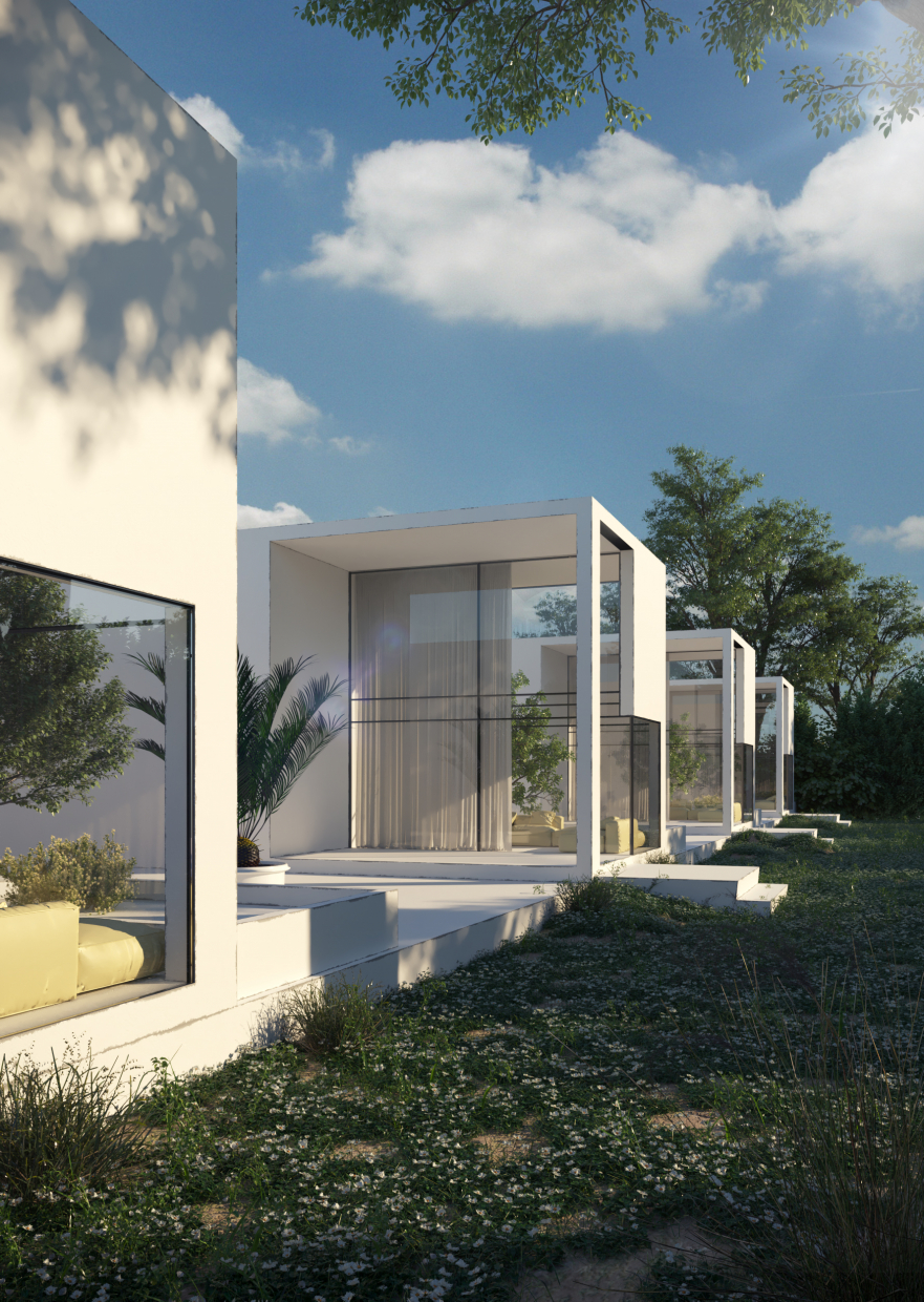 The white townhouse in 3d max corona render image