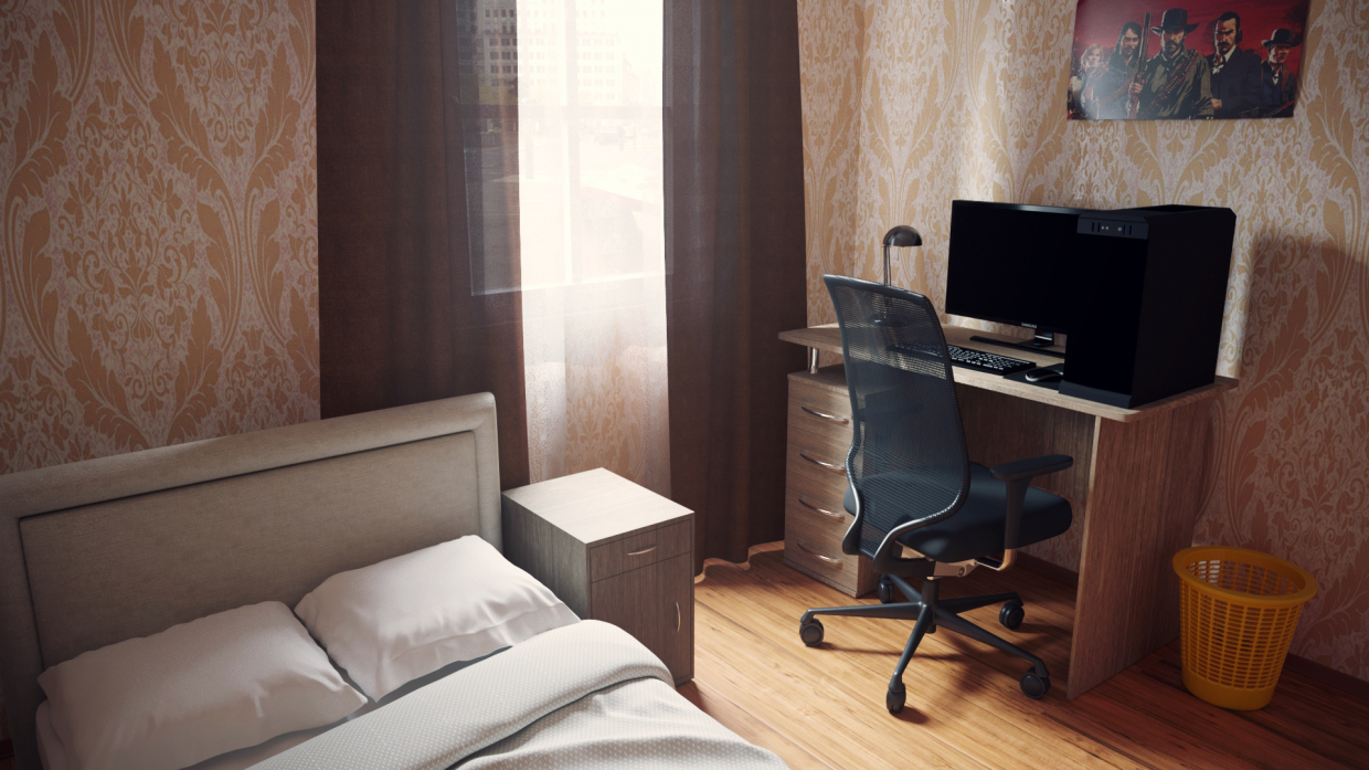 Жилая комната в 3d max corona render изображение