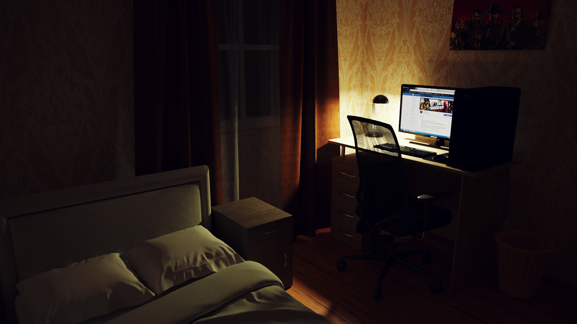 Жилая комната в 3d max corona render изображение