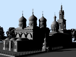 reconstrucción 3D de la Catedral de San Basilio y la iglesia de la Trinidad