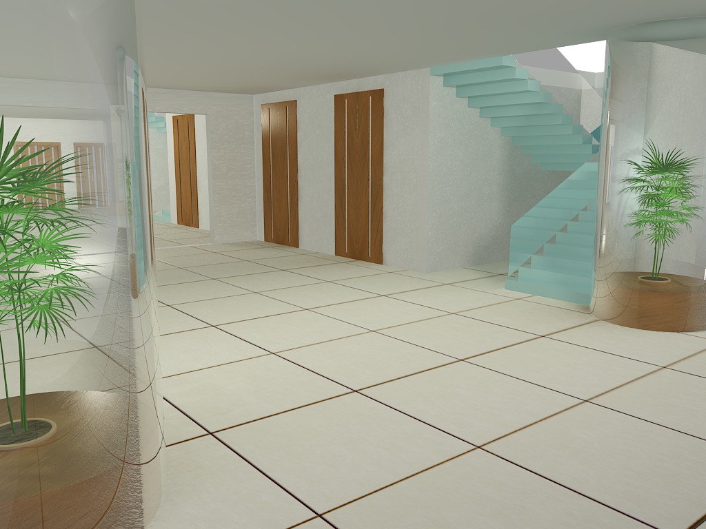 Hall of an administrative building in 3d max vray image