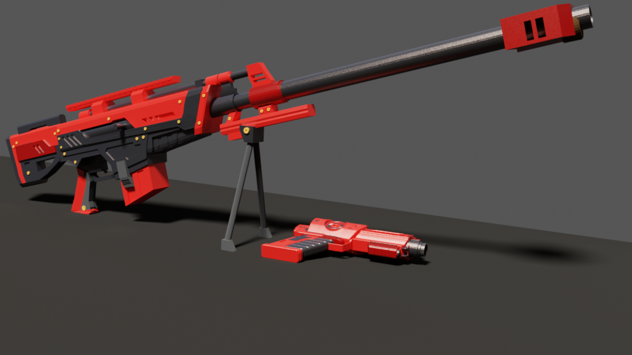 XCOM sniper rifle in Blender cycles render image
