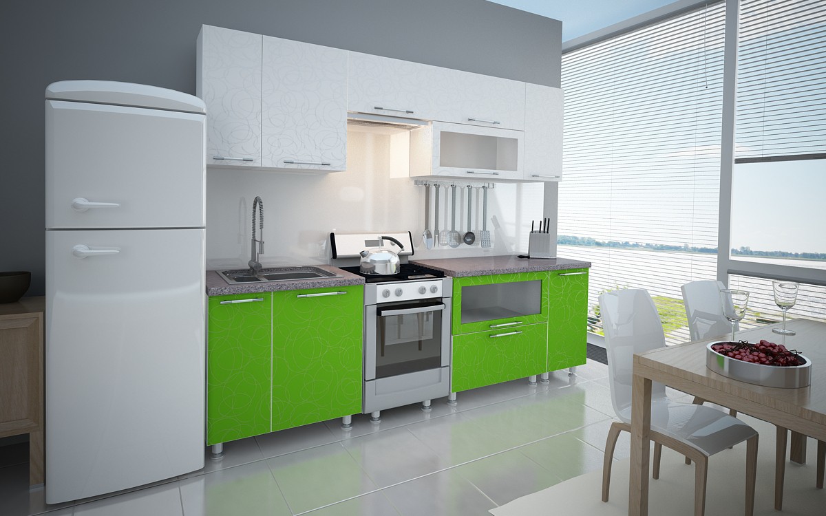 imagen de Cocina verde en 3d max vray