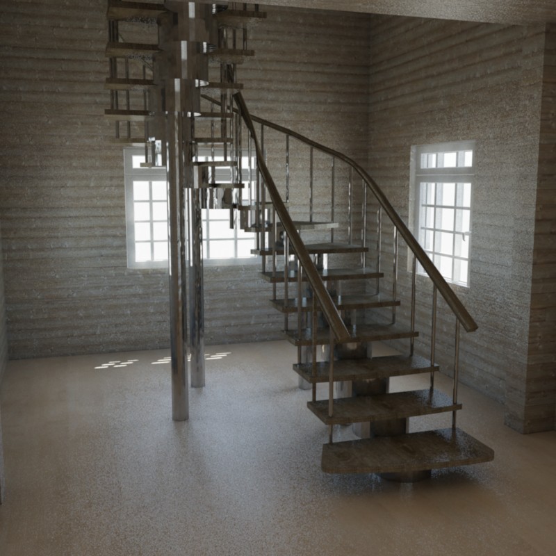 Merdivenlerde bir kır evi in 3d max mental ray resim