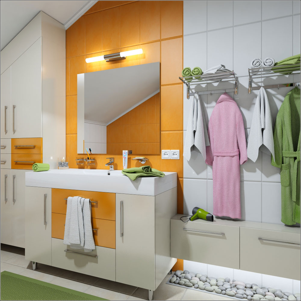 Дизайн интерьера ванной комнаты на мансарде в Чернигове. в 3d max vray 1.5 изображение